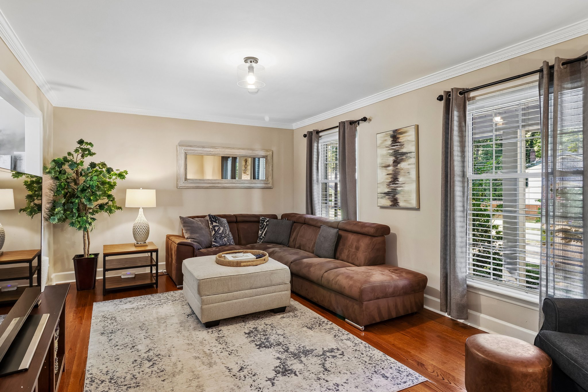 Original photograph of the main-level living room at 5412 Farley Drive